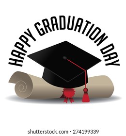 Graduation Day Icon Royalty Free Stock Illustration For Greeting Card, Ad, Promotion, Poster, Flier, Blog, Article, Social Media, Marketing