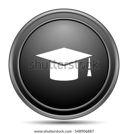 Graduation icon, black website button on white background.