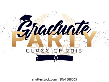 Graduation label.  text for graduation design, congratulation event, party, high school or college graduate. Lettering Class of 2018 for greeting, invitation card - Powered by Shutterstock