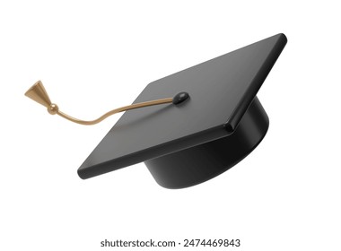 Graduation university or college black cap 3d icon illustration. Element for degree ceremony and educational programs design. 3D Illustration - Powered by Shutterstock