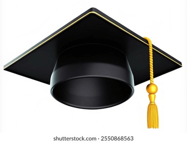 Graduation university or college black cap 3d realistic vector illustration isolated on white background. Element for degree ceremony and educational programs design. - Powered by Shutterstock