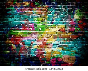 Graffiti-Ziegelwand