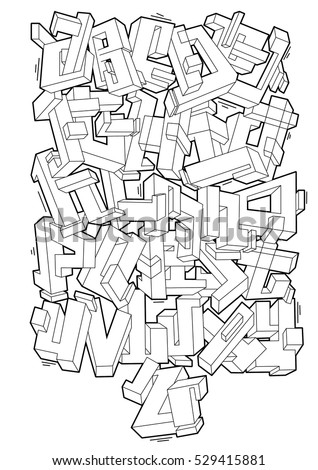 graffiti letters sketch alphabet 01 illustration de stock de