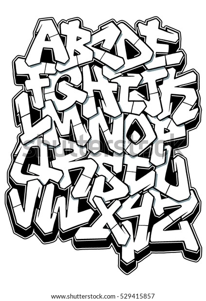 Graffiti Letters Sketch Alphabet 02 Stock Illustration 529415857