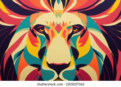 Graffiti With Lion On The Wall With Splash Color Art