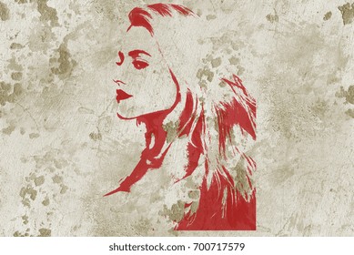 Graffiti On The Wall - Woman Portrait