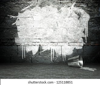 Graffiti Wall With Frame, Street Art Background