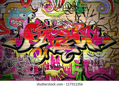 Graffiti Wall Vector Urban Art