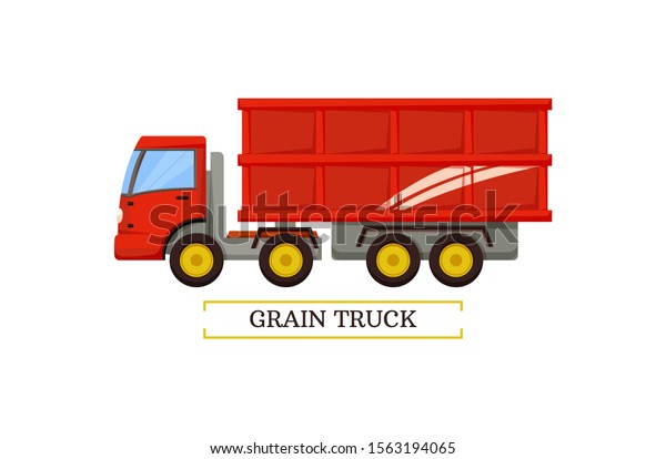 Grain truck machinery isolated icon\
raster. Driving automobile for transporting of harvested crops.\
Vehicle harvester agriculture farming\
machine