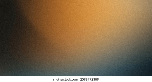A grainy abstract background gradient from orange to black to blue creating a textured and smooth visual 100