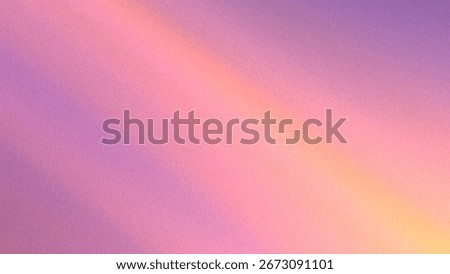 Grainy abstract gradient background in soft orange, pink, pale purple colors, copy space. Diagonal flow of light rays. Noise effect, rough surface paper, grunge texture. Sunset sky. Cover, web design