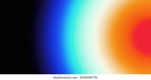 Grauer Hintergrund leuchtender Farbverlauf-blauer orangefarbener schwarzer Kreis, Rauschstruktur Banner-Design – Stockillustration