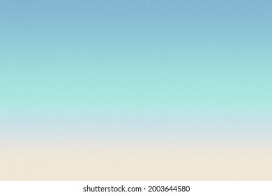 Grainy gradient. Sea beach. Nostalgia, vintage, retro 70s, 80s style. Abstract lo-fi background. Vaporwave. Wall, wallpaper, template, print. Minimal, minimalist. Blue, turquoise, beige pastel colors