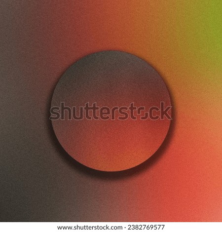 Grainy noise texture gradient background with circle frame with shadow in the center for music album cover or other design templates
