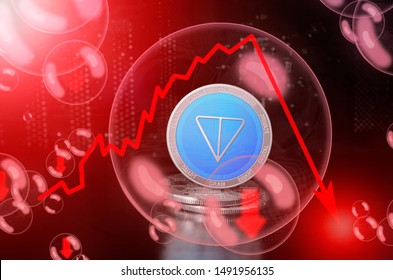 Gram Ton in a soap bubble. Risks and dangers of investing to gram ton. Collapse of the exchange rate. Unstable concept - Shutterstock ID 1491956135