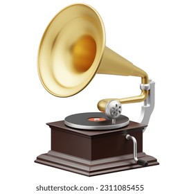 Gramophone Retro Electronics 3D Icon - Powered by Shutterstock