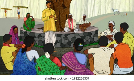 Gram-Sabha (Meeting) in an Indian village
