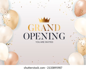 Grand Opening congratulation background card with balloons.  Illustration  - Powered by Shutterstock