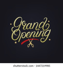 Grand opening hand written lettering. Modern brush calligraphy. Template for greeting card, poster, logo, badge, icon, banner.  - Powered by Shutterstock