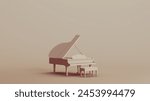 Grand piano classical musical instrument piano grand neutral backgrounds soft tones beige brown 3d illustration render digital rendering