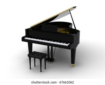 Grand Piano On White Background