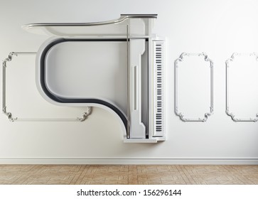 Grand Piano In The Wall. Interior Concept 