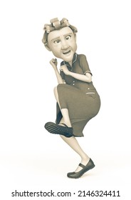 Grandma Nurse Cartoon Is Yelling In White Background, 3d Illustration