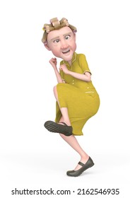 Grandma Nurse Cartoon Is Yelling In White Background, 3d Illustration