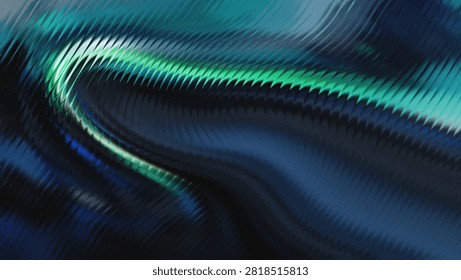 Granulated dark background with an undulating wave of phosphorescent aquamarine light, resembling fragmented glass and subtle pearl.