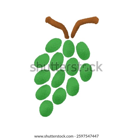 Grape with Noisy Shadow Hand Drawn Illustration Isolated on White Background