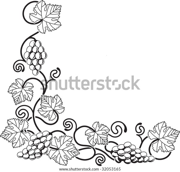 Grape Vine Corner Background Design Element Stock Illustration 32053165 ...