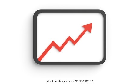 Graph With Arrow Icon, 3d Representation That Can Represent A Financial Diagram Of Growth, Stonks Or Data Analysis Of The Market