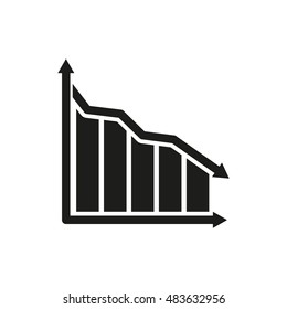 The Graph Down Icon. Chart Below And Loss, Reduction Symbol. Flat  Illustration