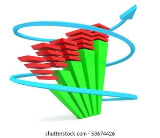 Graph with growing up arrow