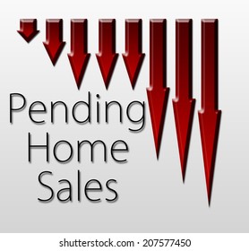 Graph Illustration Showing Pending Home Sales Decline. Macroeconomics Indicator Concept.