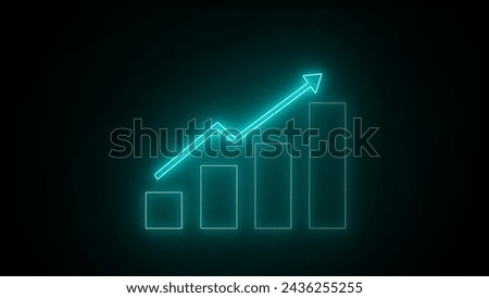 Graph with lights on a dark background. The businessman's visual screen Growing growth concept and business development to success.