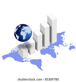graph with map and globe
