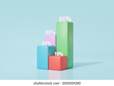Graph percentage proportion icon minimal style Data analytics Optimization growth statistics finance graph Stock market To invest business development concept. 3D render illustration