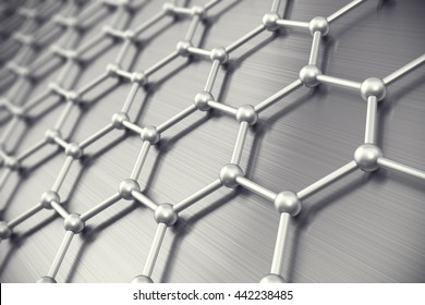 Graphene Atomic Structure, Nanotechnology Background. 3d Illustration