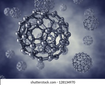 Graphene buckyballs , 3d illustration