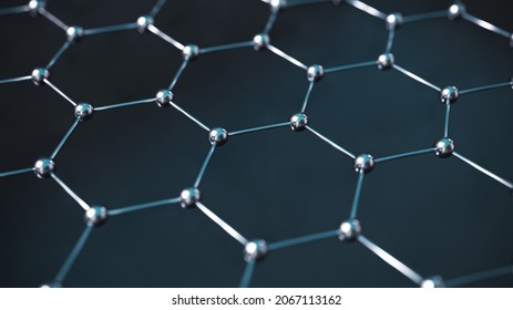 The Graphene Molecular Atomic Hexagonal Connection Structure, Superconducting and Sturdy Material, Nanotechnological Invention, 3d Rendering