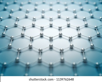 Graphene molecular grid, graphene atomic structure concept, hexagonal geometric form, nanotechnology background 3d rendering