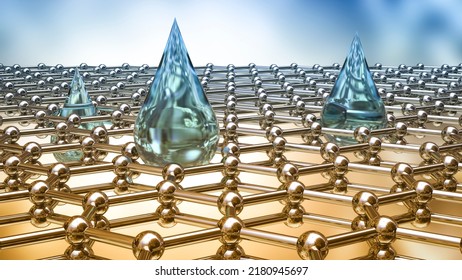 Graphene Water Filter, Conceptual 3D Illustration. Water Filtration, Making Drinking Water From Sea Water, Biofilter