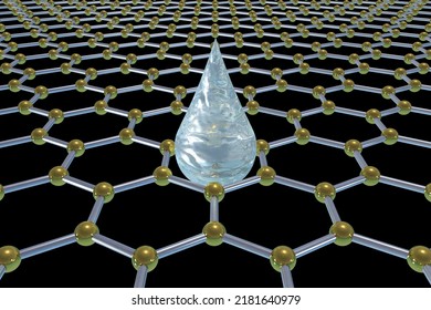 Graphene Water Filter, Conceptual 3D Illustration. Water Filtration, Making Drinking Water From Sea Water, Biofilter