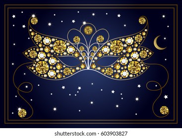 Graphic abstract decorative mask (symbol of the carnival in Venice). Suitable for invitation, flyer, sticker, poster, banner, card, label, cover, web.  - Powered by Shutterstock