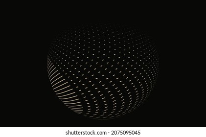 graphic abstract hollow sphere in ivory on black