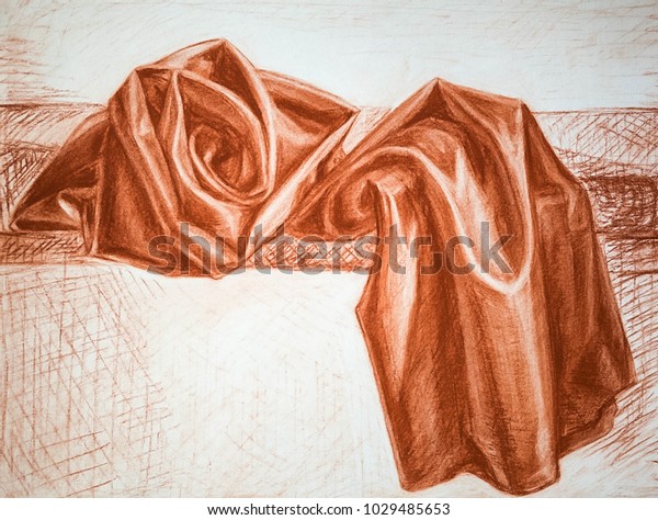 Graphic Art Material Drawn Red Chalk Stock Illustration 1029485653
