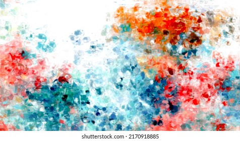 Graphic Background Of Colorful Watercolor Stains On Canvas.