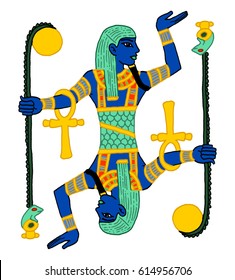 Graphic Cartoon Illustration Icon Of Hapi, The God Responsible For The Flooding Of The Nile In Ancient Egypt