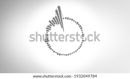 Graphic circular loop of rythmic black audio frequency sound wave infographic elements on white background